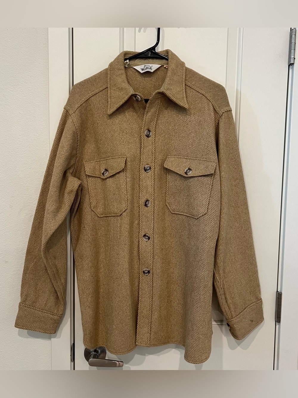 Vtg 60s 70s Woolrich Mackinaw Herringbone Wool Flannel Shirt Jacket Men Tweed XL